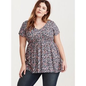 Torrid Floral Print Twill Crossback Flowy Top